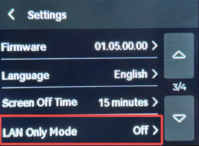 A1 series — LAN Only Mode entry