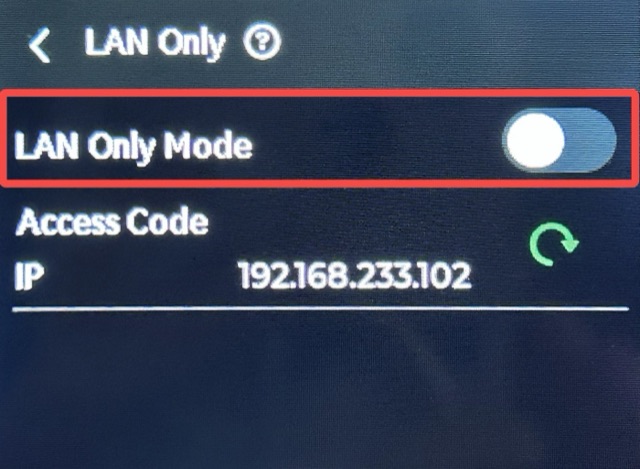 A1 series — enabling LAN Only Mode
