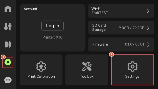 X1 series — Settings page