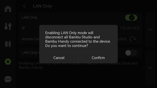 X1 series — enabling LAN Only mode