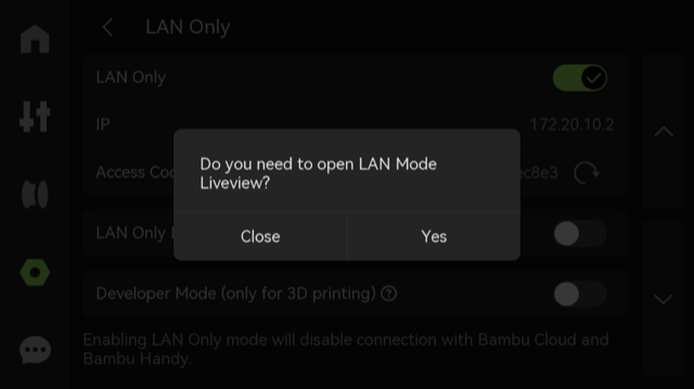 X1 series — LAN mode liveview