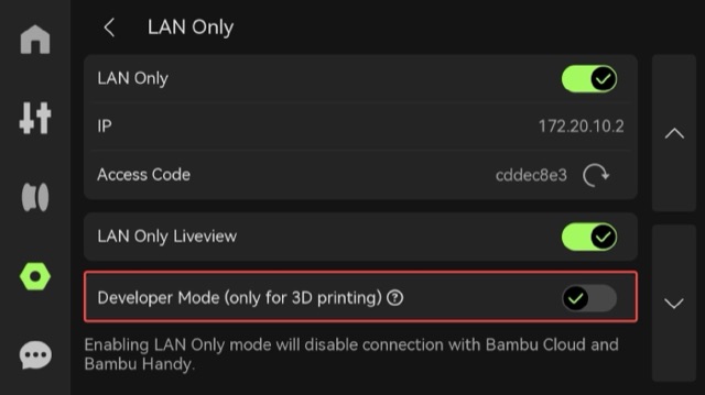 X1 series — Developer Mode entry