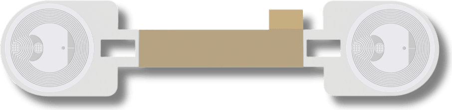 The bare TigerTag carrier — two independent NFC antennas, one at each end