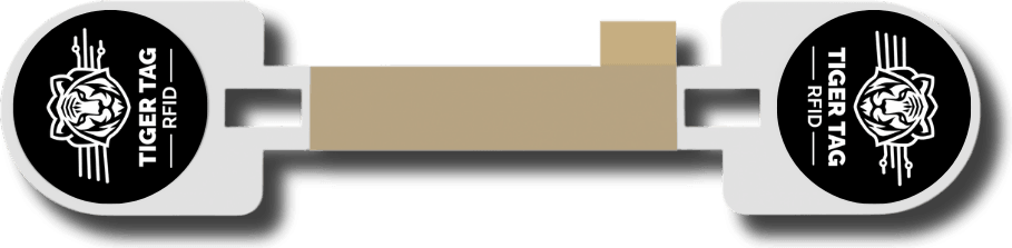 The TigerTag carrier as it ships, with the two branded chips