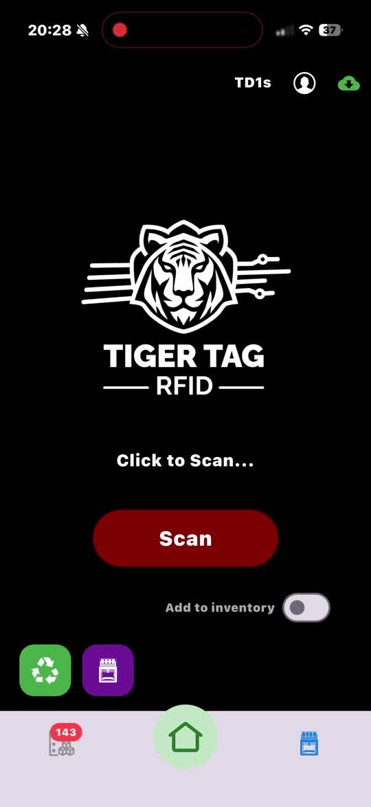 Tiger NFC Connect — scanning a chip by NFC tap