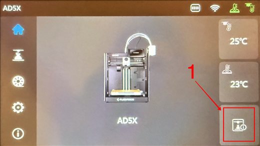 FlashForge touchscreen — Basic Info button