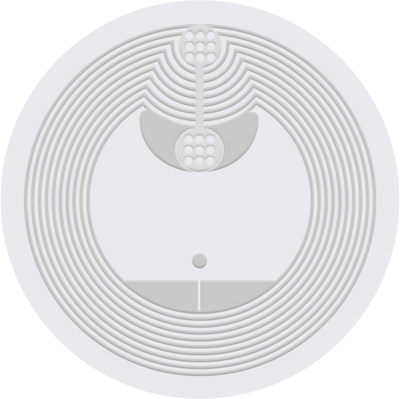 A 25 mm round NTAG NFC chip